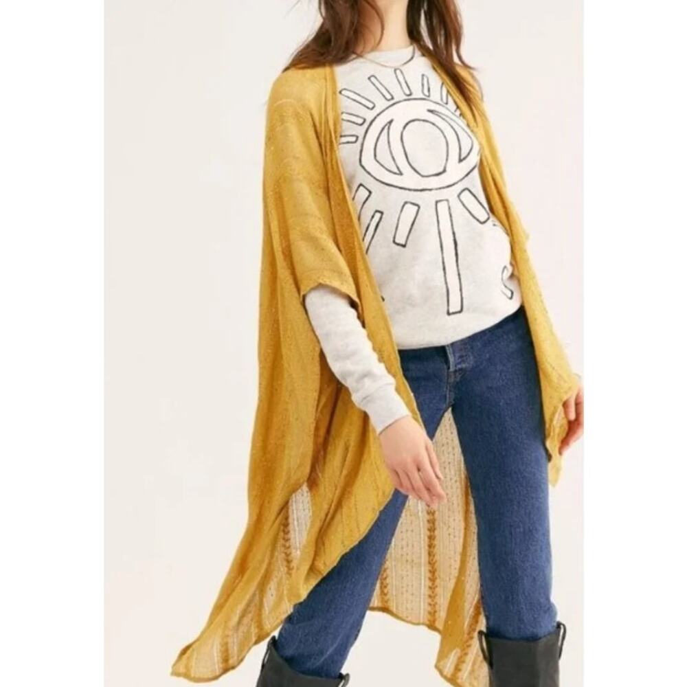 Free People Sequin DAY DREAM Kimono Duster in Gold One Size O/S $68